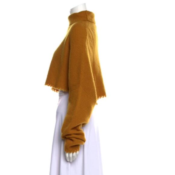 NWTs Lapointe Cropped Frayed Hem Cashmere Silk Turtle Neck Sweater (L) - Picture 3 of 16
